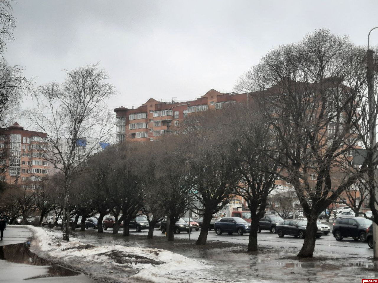 Горящий автомобиль собрал пробку на улице Юбилейной в Пскове. ФОТО |  23.02.2024 | Псков - БезФормата