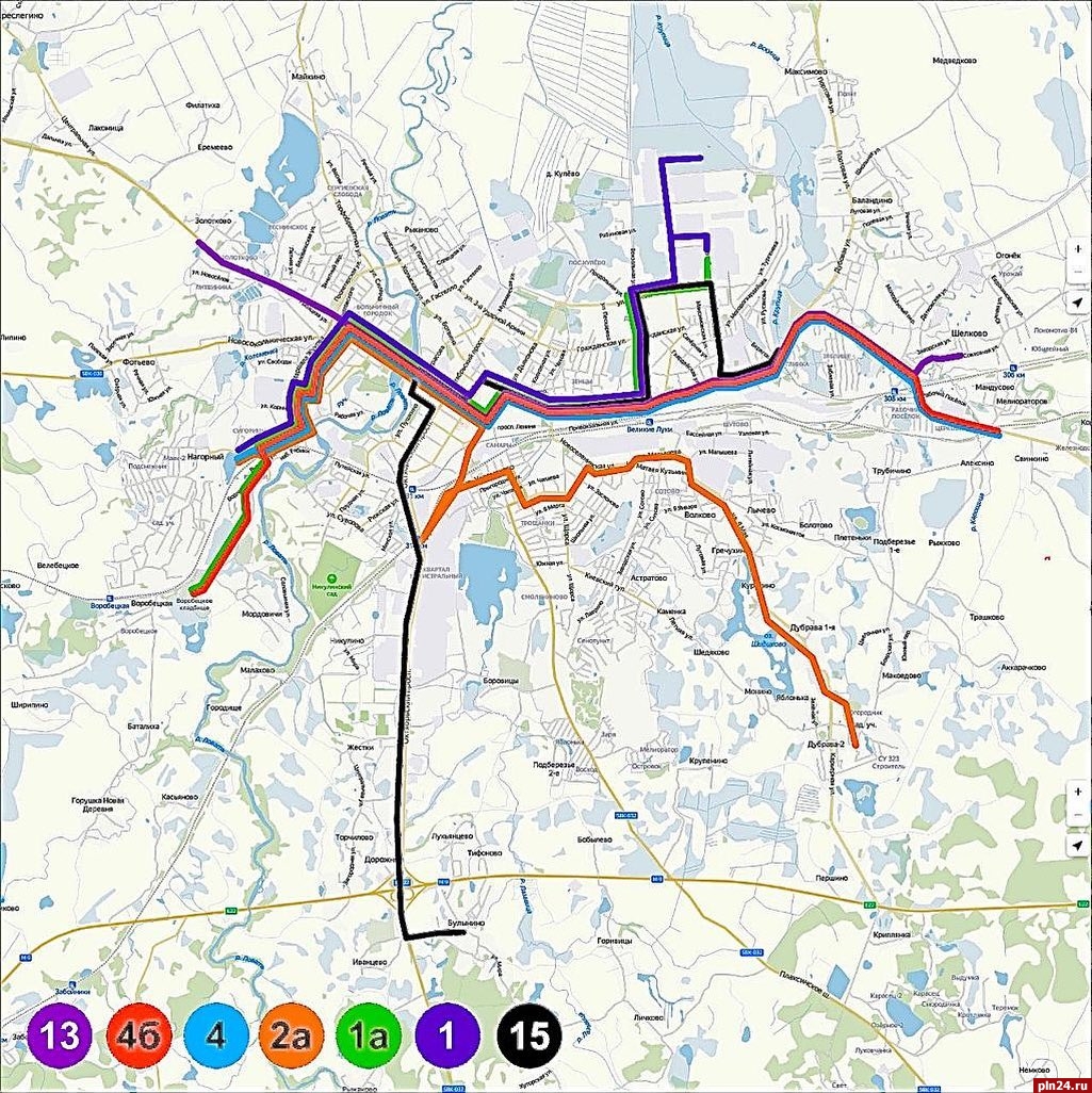 Карта транспорта псков