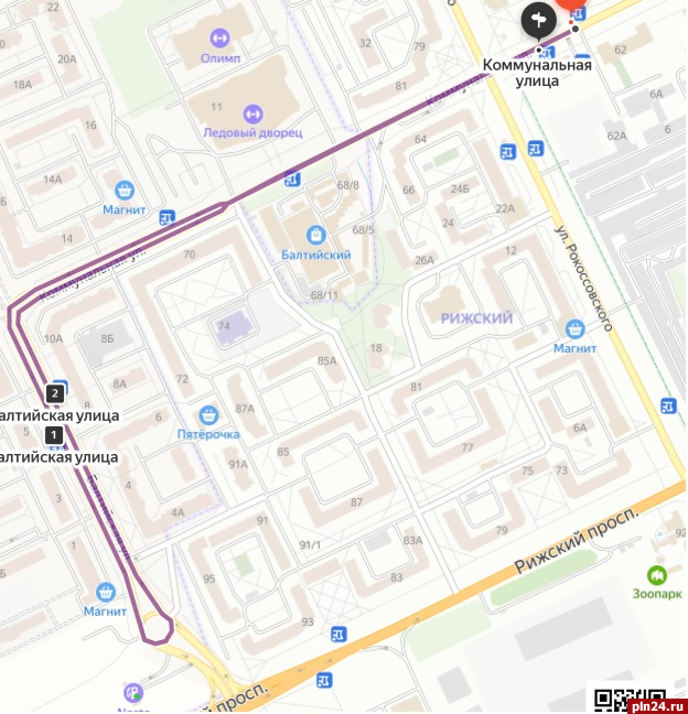 Схема движения автобуса №2 «Вокзал - Балтийская» изменится в Пскове
