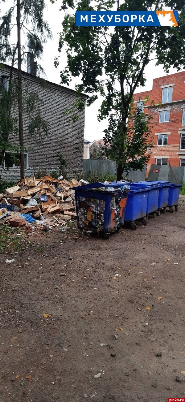 Предприниматель сложил отходы на общественное место накопления ТКО в Пскове