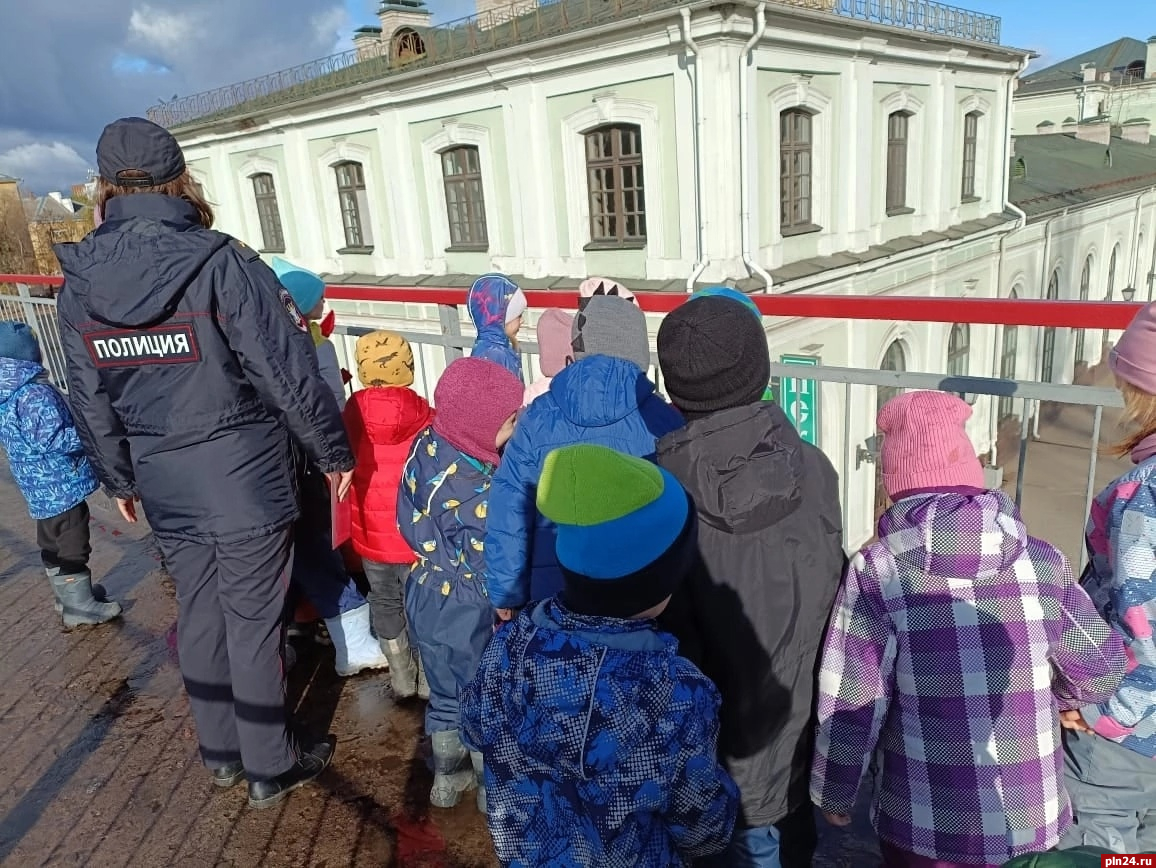 Экскурсию по мосту через железную дорогу провели для псковских дошкольников