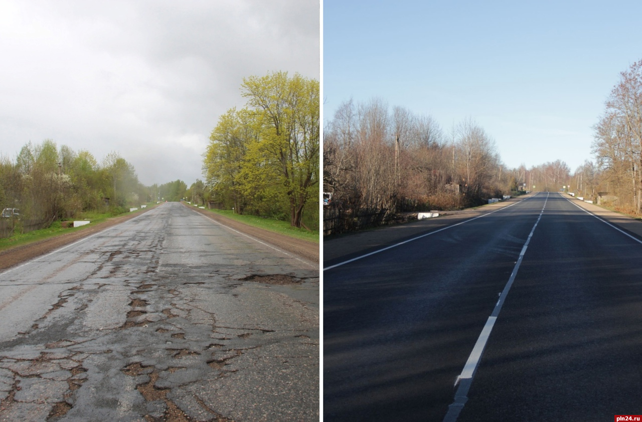 Участок дороги в Себежском районе отремонтировали по нацпроекту