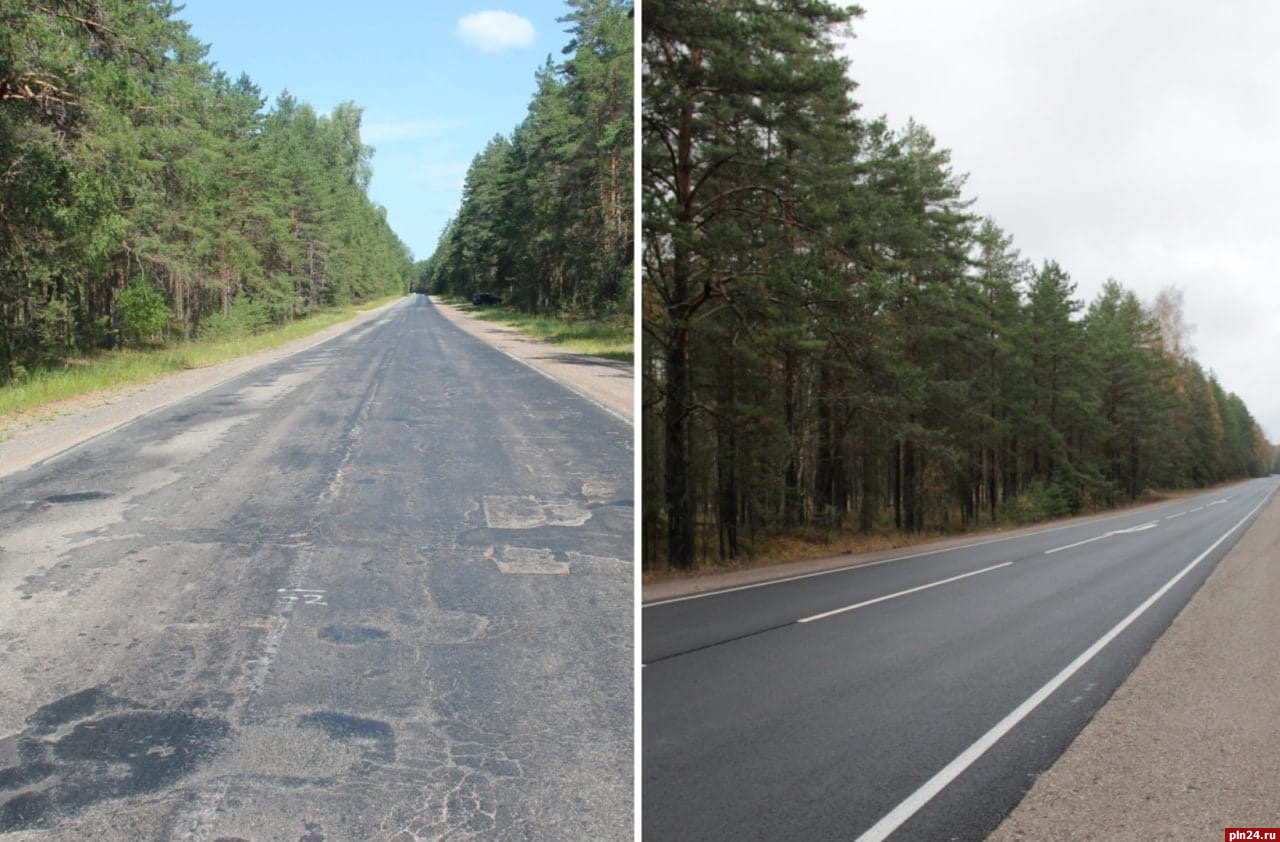 Свыше 20 километров трассы отремонтировали в Псковском и Гдовском районах