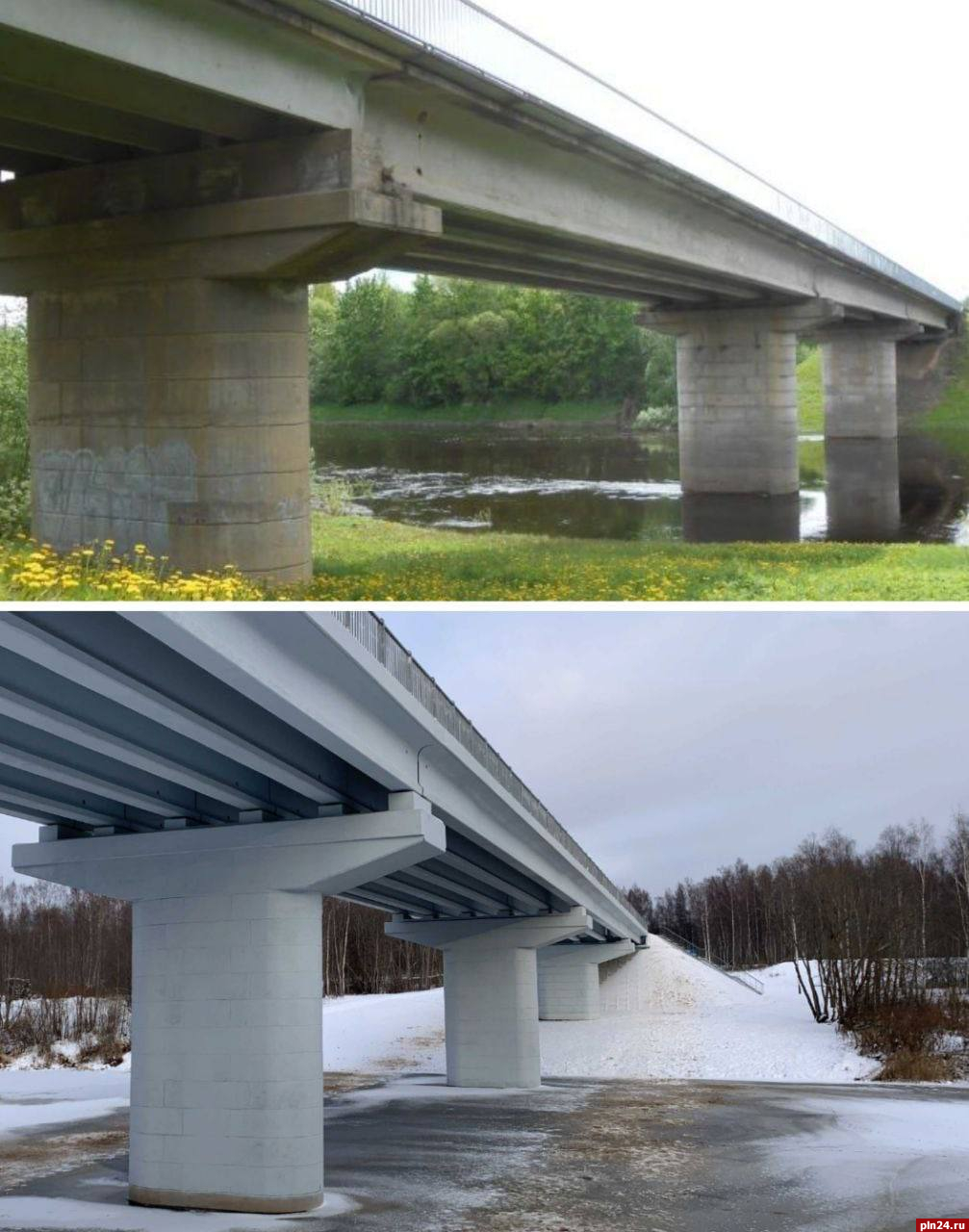 Досрочно завершился ремонт моста через реку Шелонь в Дновском районе