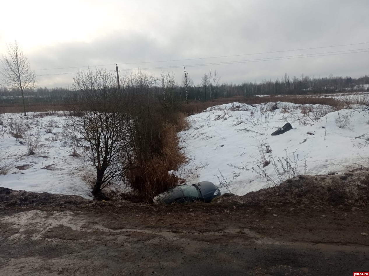 Автомобиль вылетел в кювет в Великолукском районе, пострадала петербурженка