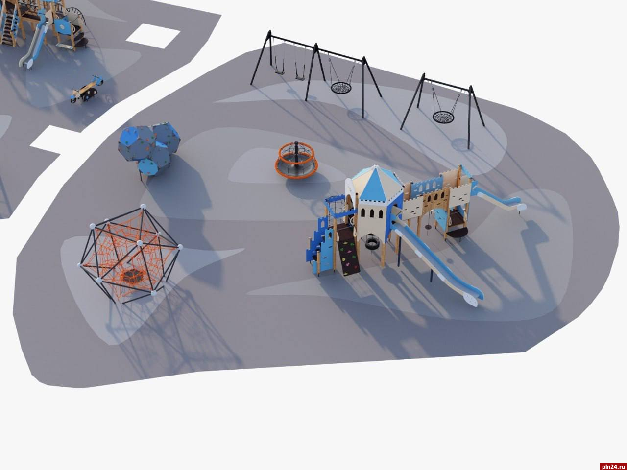 Детскую площадку в Финском парке Пскова обновят до конца мая