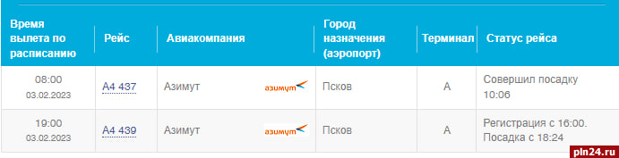 Самолет из Москвы прилетел в Псков с задержкой