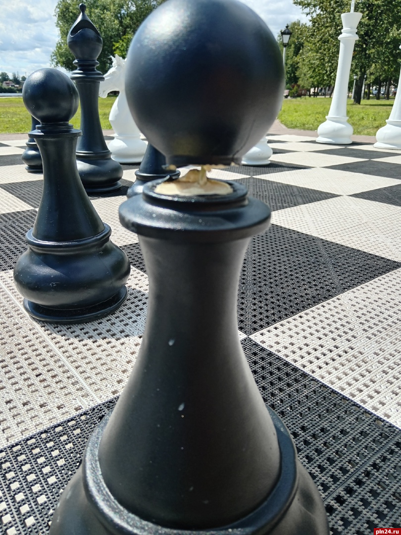 Вандалы повредили новые фигуры на шахматном поле в Себеже