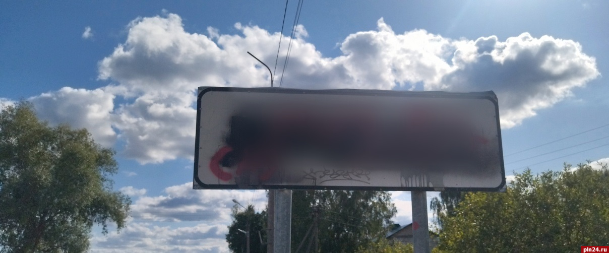 Дорожные знаки в псковской деревне Дуброво испортили два подростка