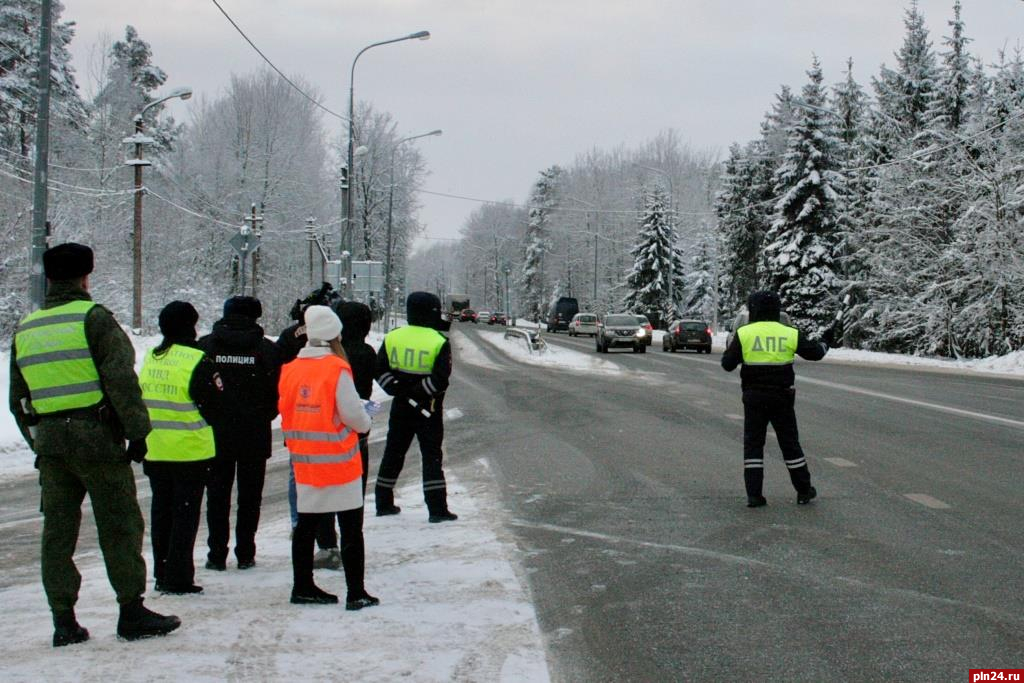 Водителям в псковском Любятово напомнили правила безопасности зимних поездок