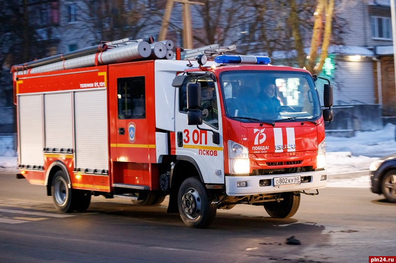 Свыше десяти человек тушили пожар в садовом доме в псковских Черняковицах