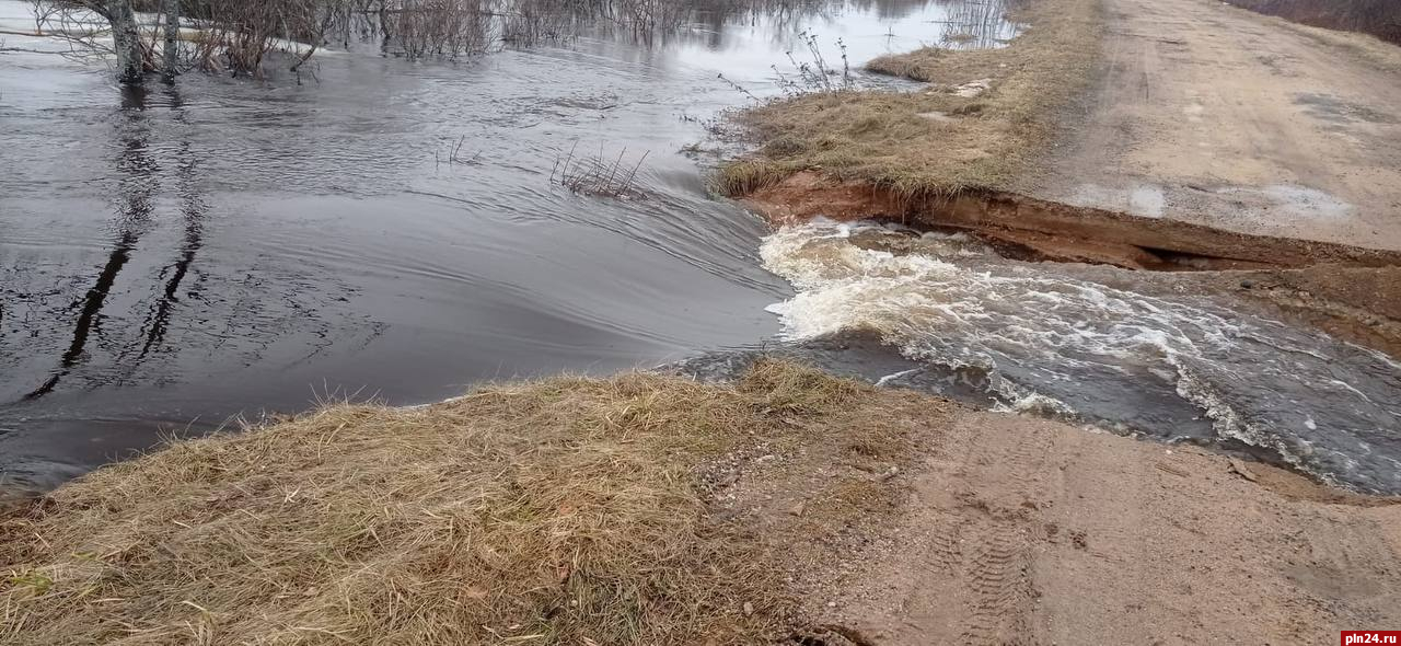 Дорогу в Палкинском районе размыло из-за превышения притока воды из Великой