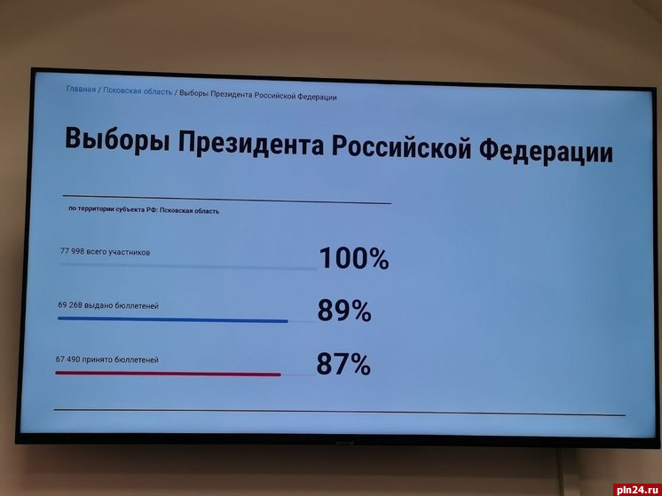 Явка на ДЭГ на выборах президента в Псковской области составила 87%
