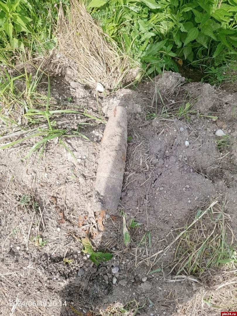 Артиллерийский снаряд нашли на обочине дороги в Псковском районе