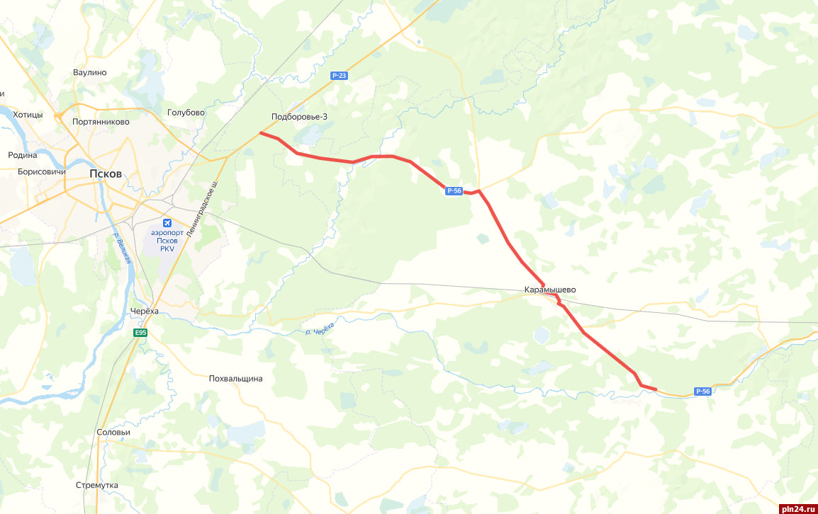 Почти 30 км асфальта обновят на федеральной трассе Р-56 в Псковской области